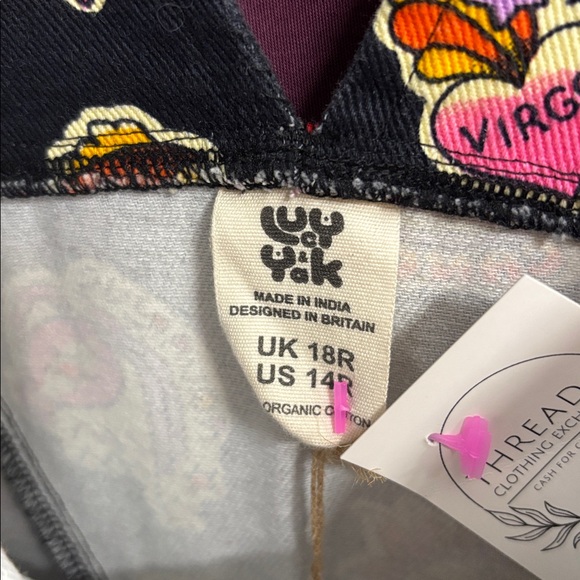 NWT Lucy & Yak Easton Dungaree in Black with Colorful Zodiac Print - Picture 9 of 9